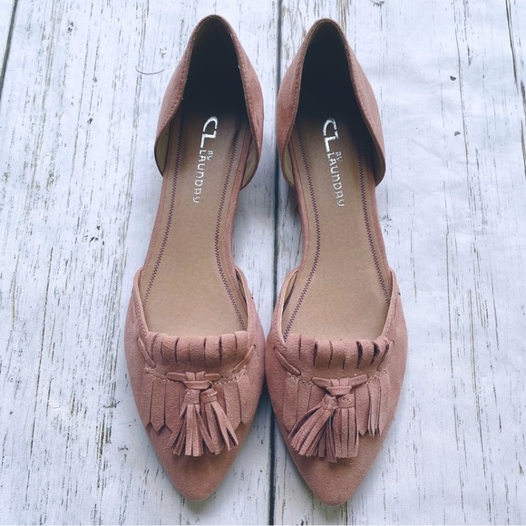 CL by Laundry Women’s Seline Dusty Rose Suede Tassels D’orsay Flats Size 10M - Picture 2 of 10